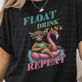 Float Drink Tan and Repeat Highland Cow and Flamingo Float