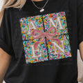 Floral Amen Square with Coquette Bow