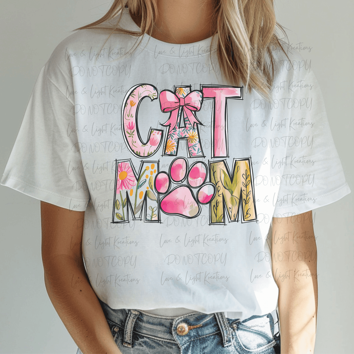 Floral Cat Mom Coquette Bow
