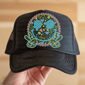 Floral Light Blue Peace Sign Smiley Face