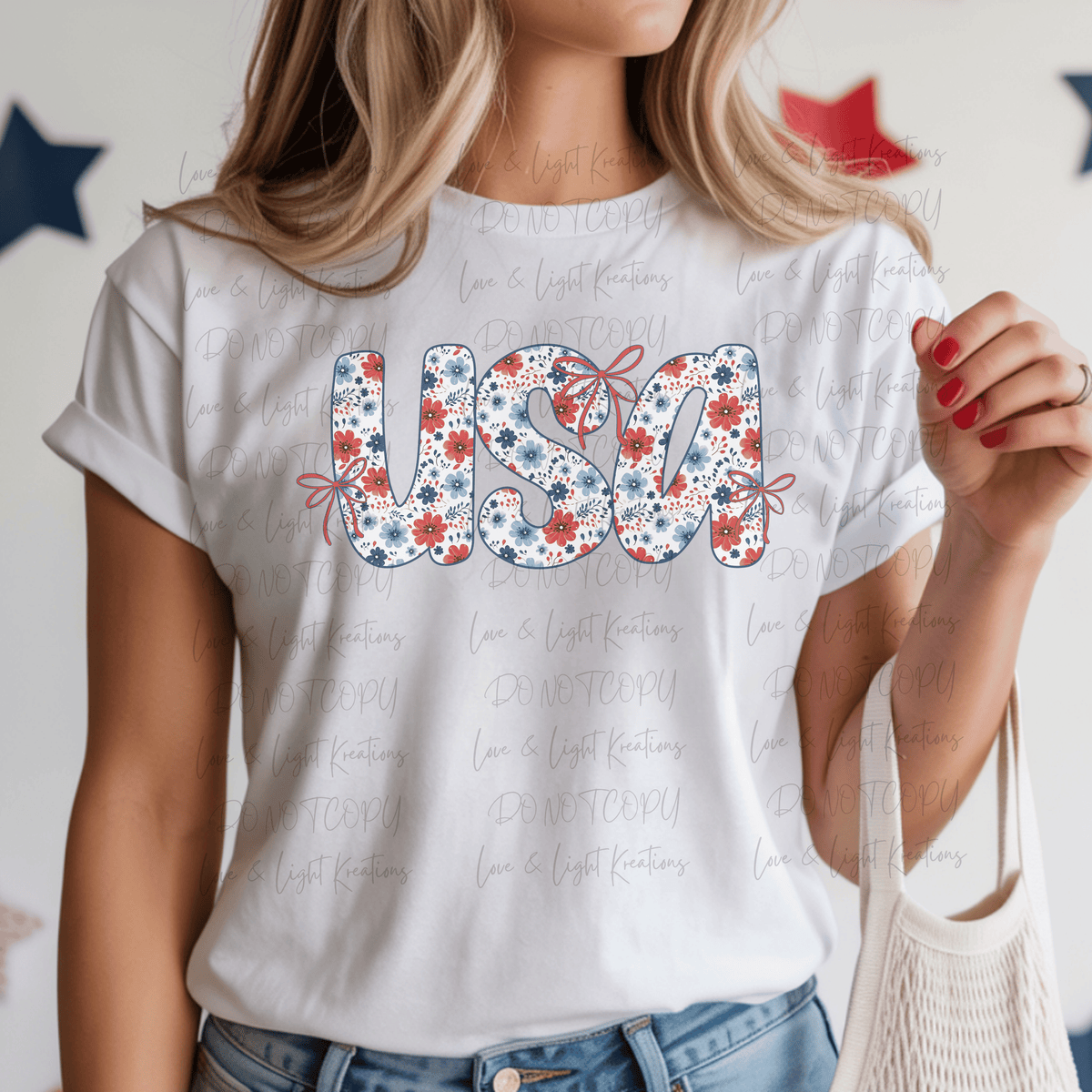 Floral Patterned USA 4th of July