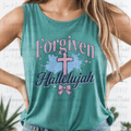 Forgiven Hallelujah Pink and Blue Cross and Splatter