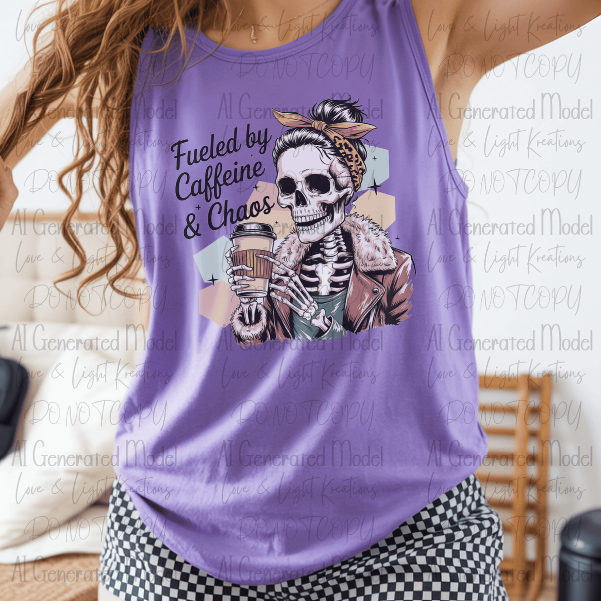 Fueled by Caffeine and Chaos Skeleton with Coffee