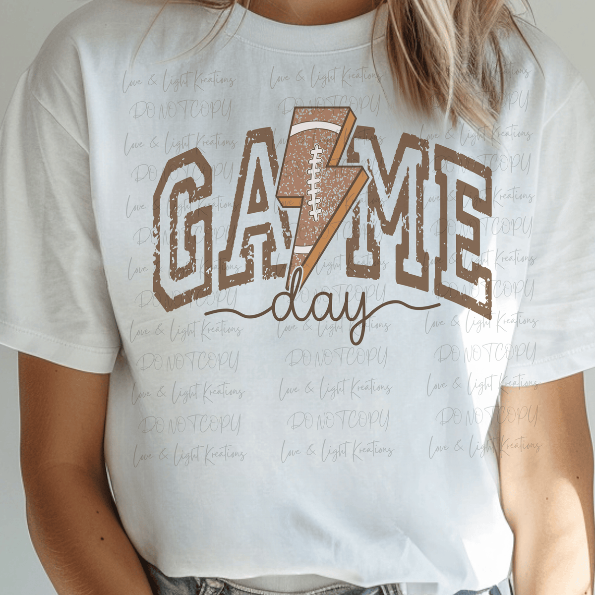 Game Day with Football Lightening Bolt