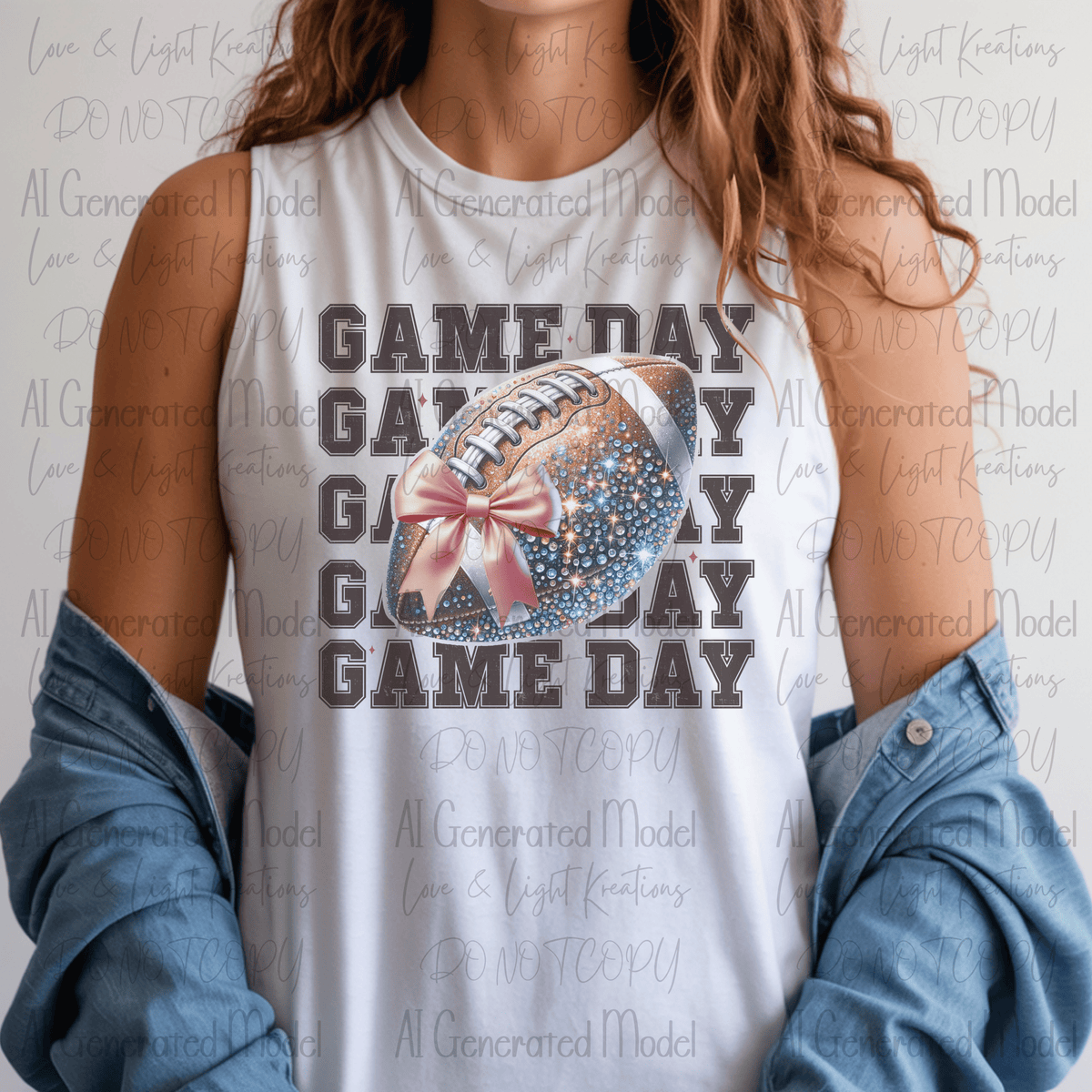 Game Day Bejeweled Football with Bow