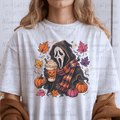 Ghost with Pumpkin Latte Colorful Leaves and Pumpkins