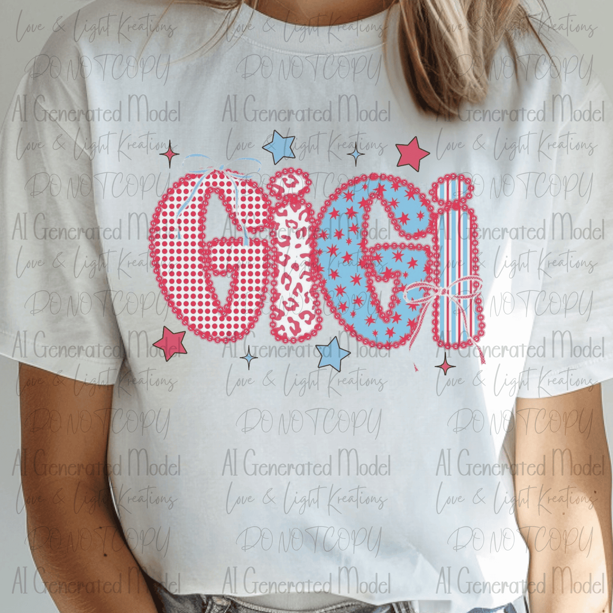 Gigi Red, White, and Blue Checker, Leopard, Stars and Stripes