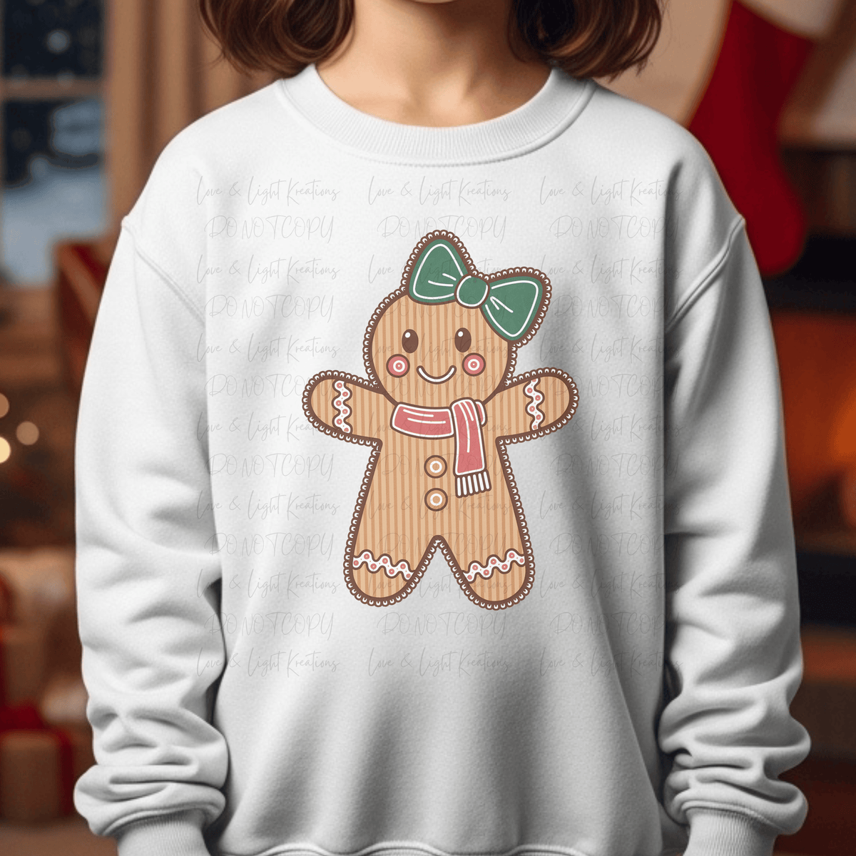 Gingerbread Girl with Green Bow