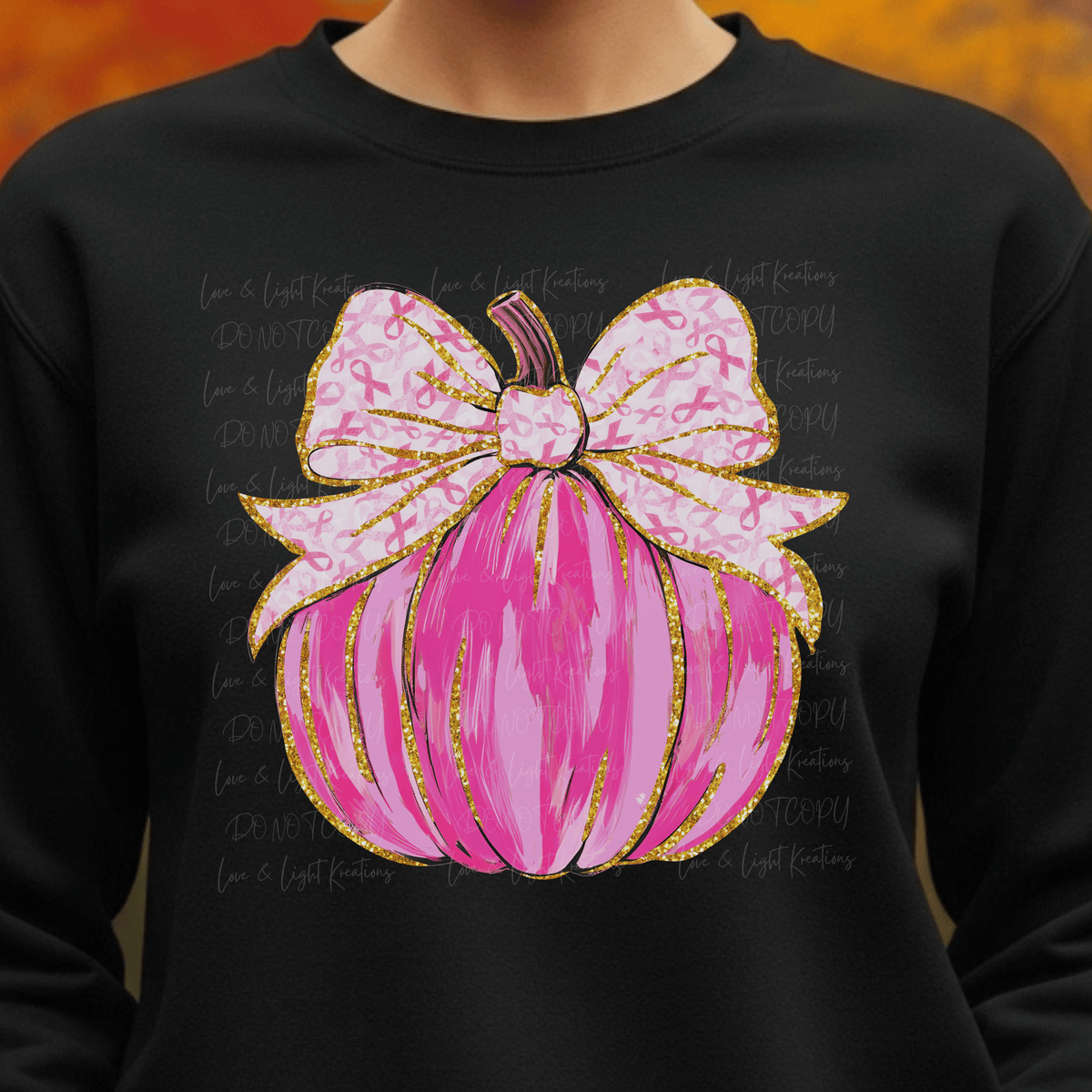Glitter Breast Cancer Pumpkin