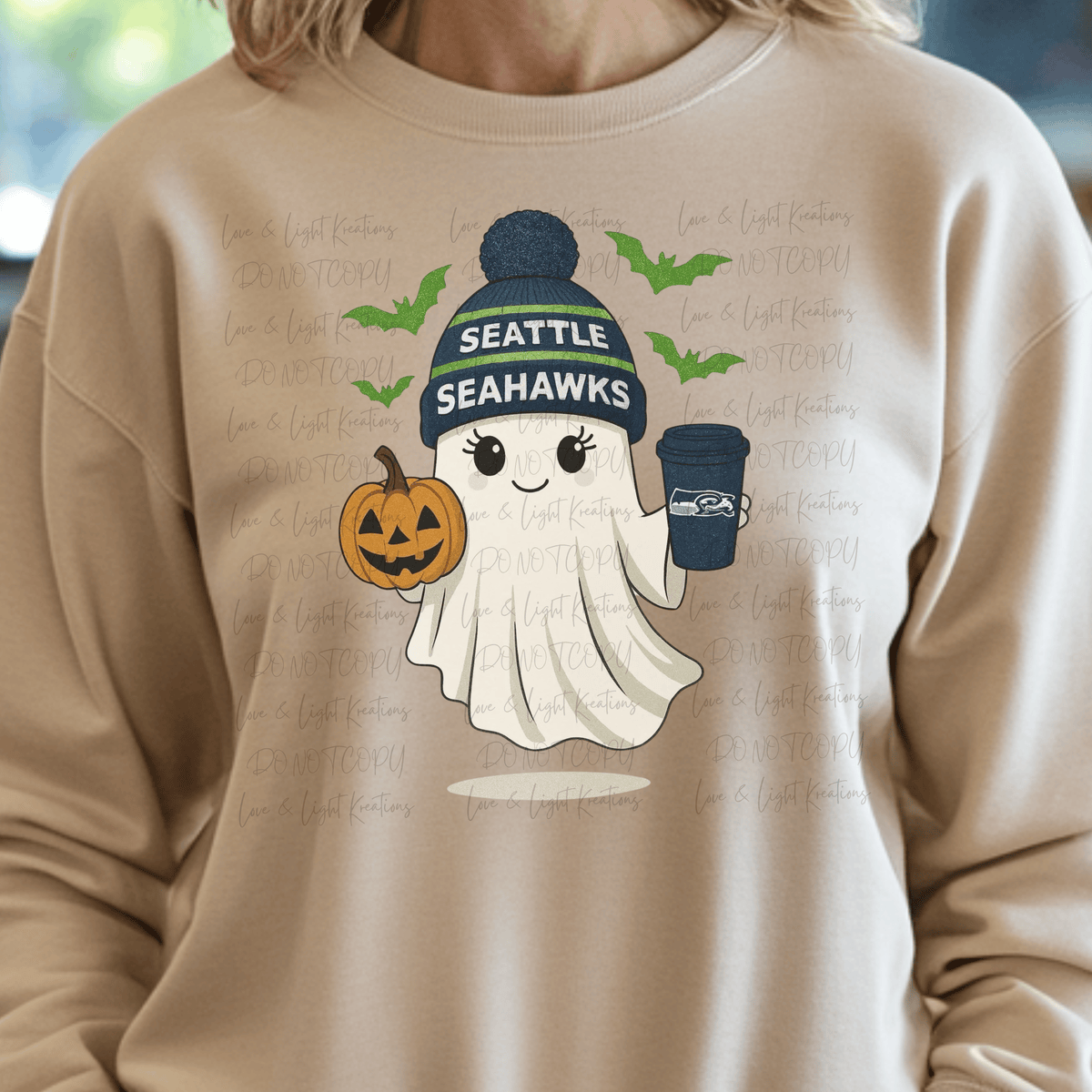 Faux Glitter Seattle Football Ghost