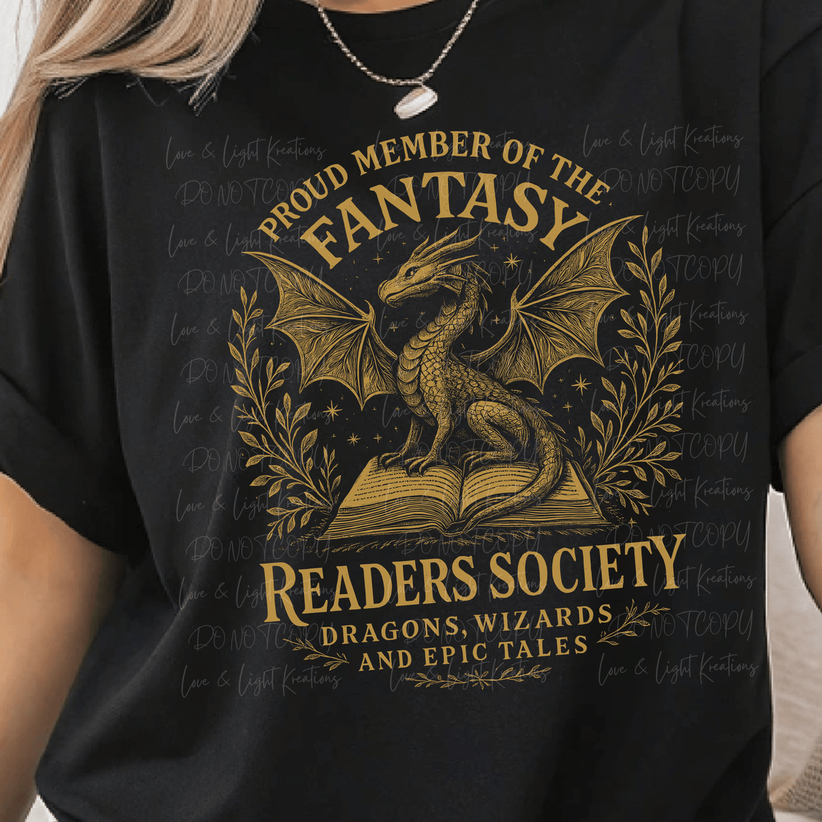 Gold Proud Member of the Fantasy Readers Society with Dragon