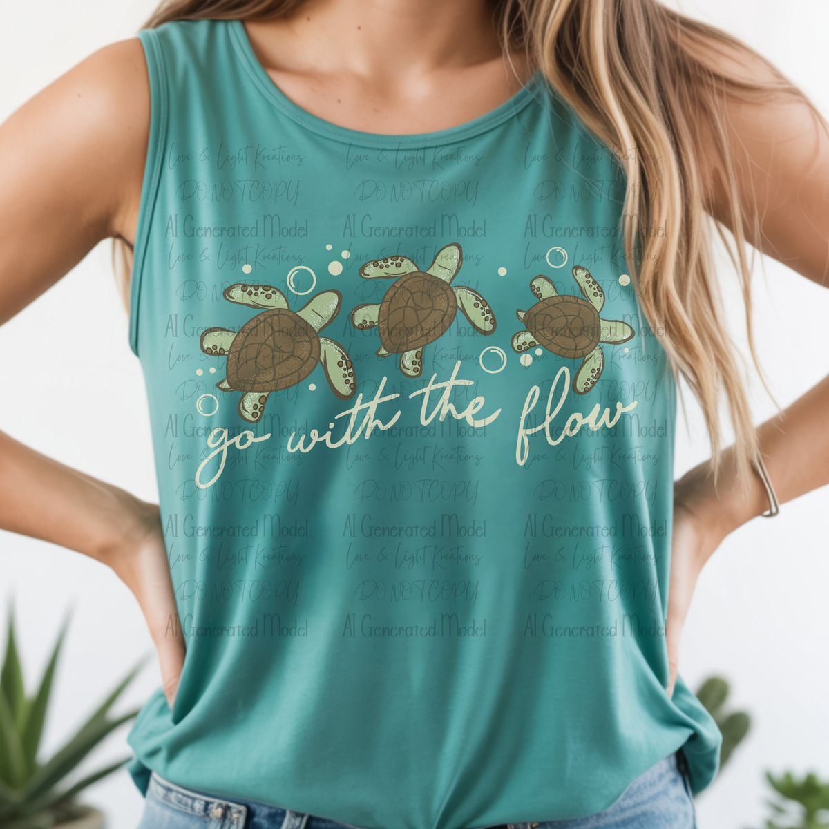Go with the Flow Sea Turtles Tan