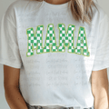 Green Checkered Mama with Light Green Outline