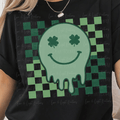 Green Checkered Melting Smiley Face