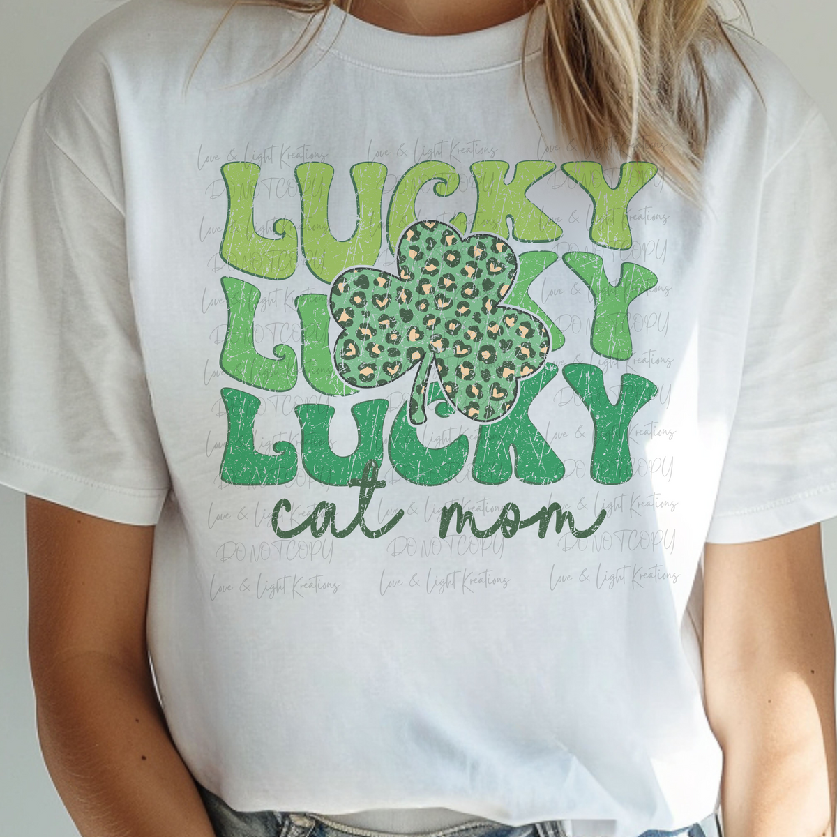 Groovy Shades of Green Lucky Cat Mom