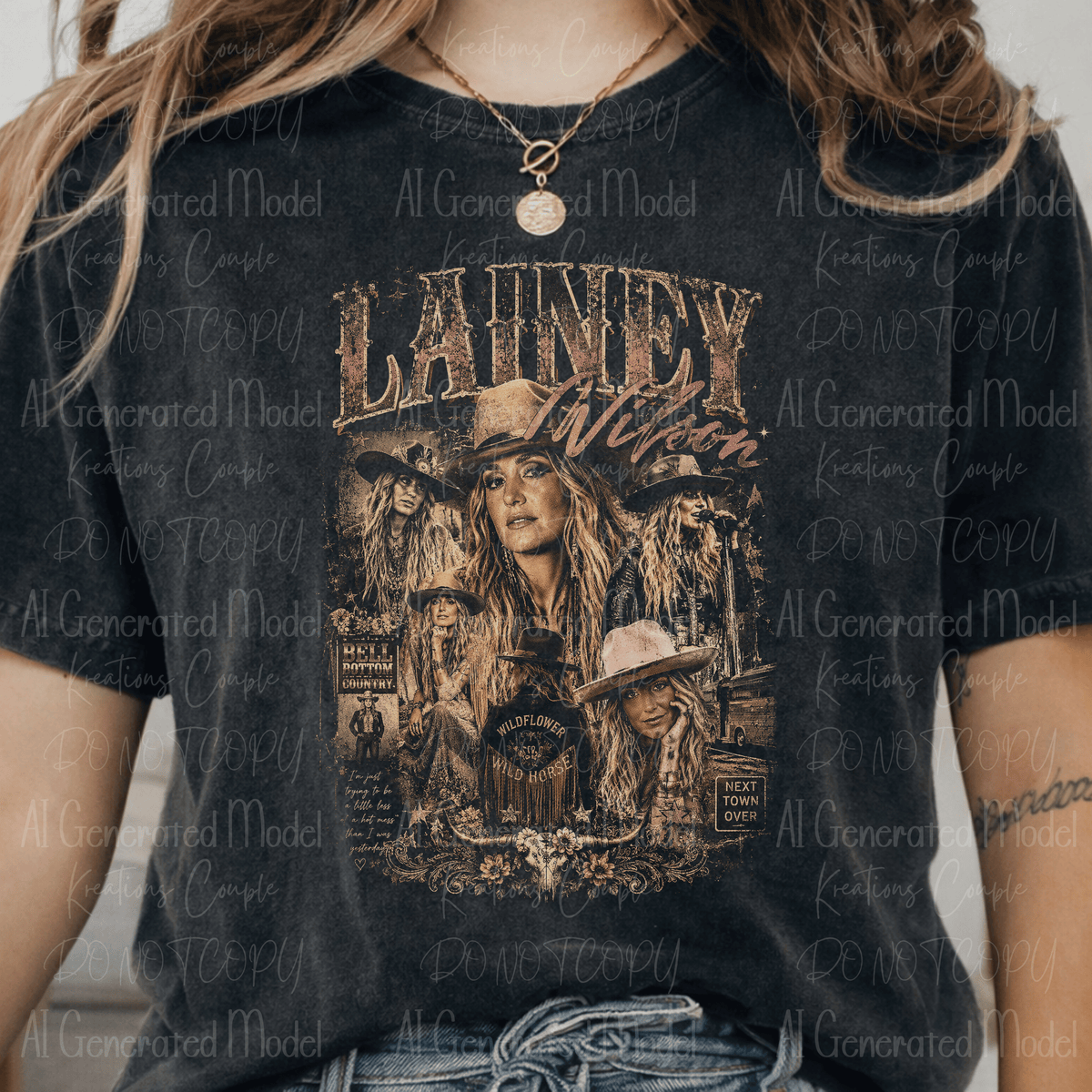 Halftone Artist Bell Bottom Cowgirl