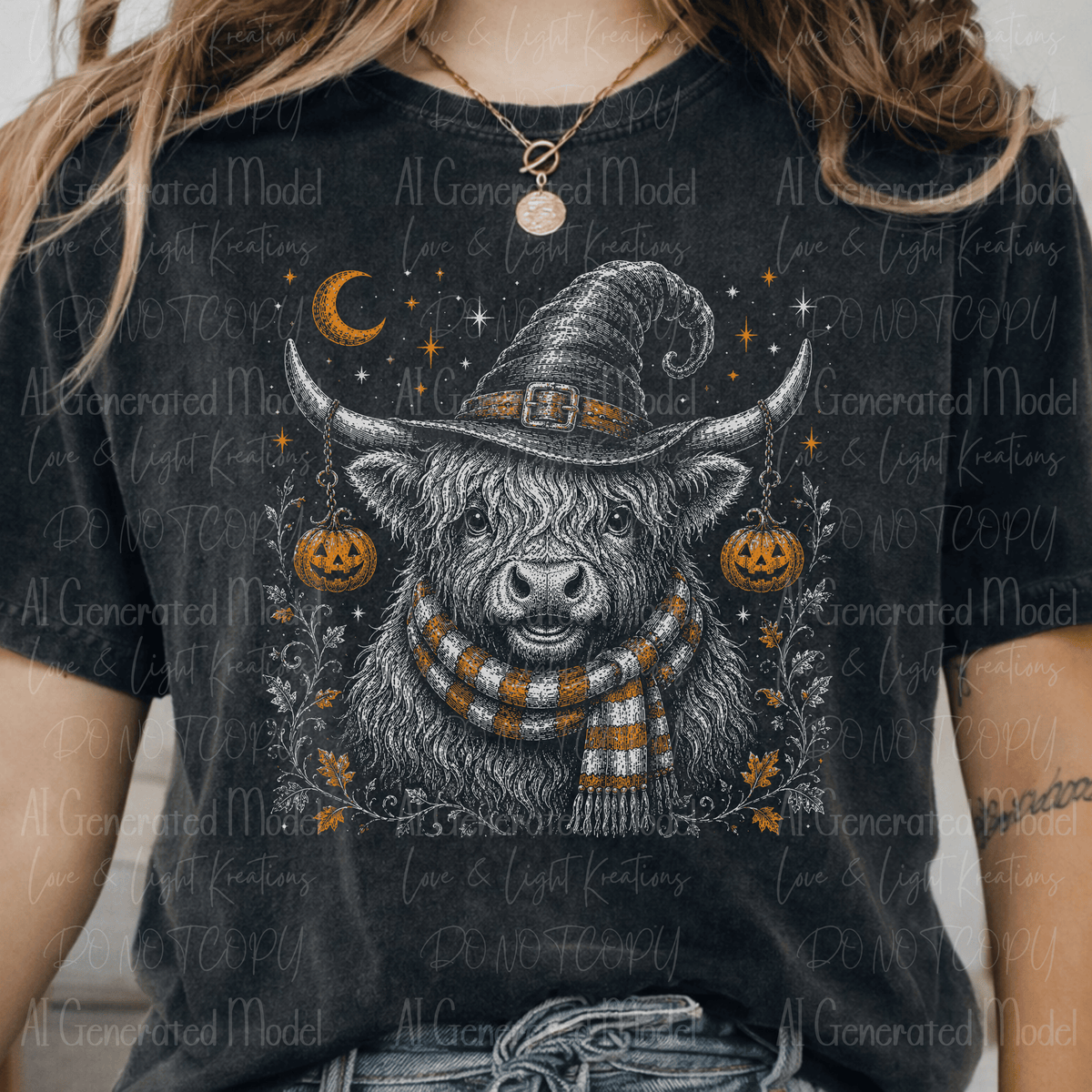 Halftone Halloween Highland Cow