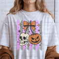 Halloween Cherries Skeleton Head and JackOLantern Stripes