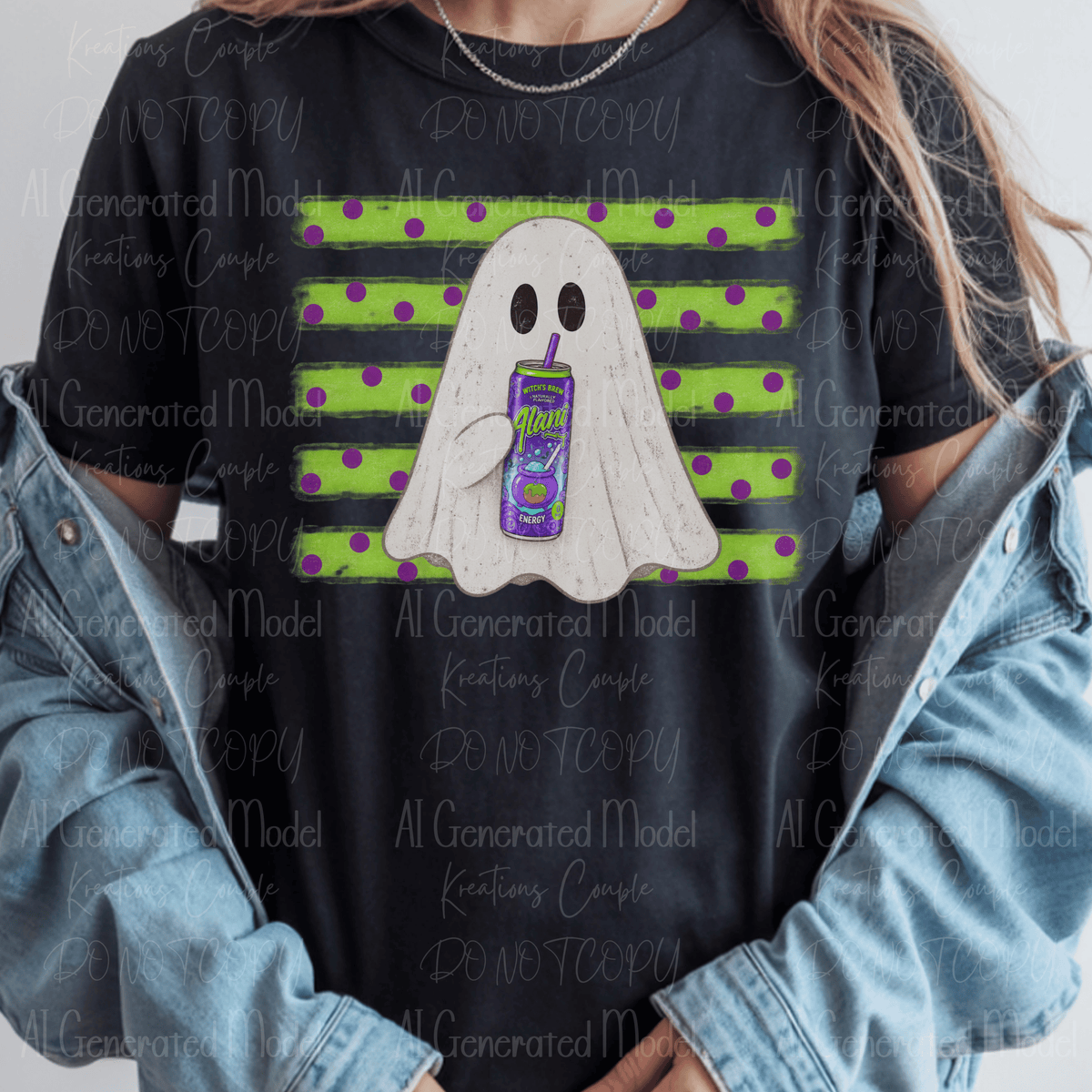 Halloween Ghost Witches Brew with Polka Dots with Straw