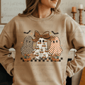 Halloween Girly Ghost Leopard Pumpkin and Checkered Distressed