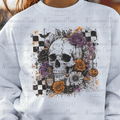 Halloween Skeleton with Flowers and Checkerboard