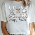 Happy Easter Three Vintage Easter Bunnies with Patterns