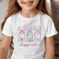Happy Easter Watercolor Stroke Bunnies with Coquette Bows