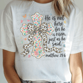 He is Not Here for He is Risen Paint Stroke Cross with Leopard Coquette Bow