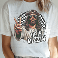He is Rizzin' Peace Sign Jesus Checkered