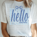 Hello Sunshine Blue Stripes and Coquette Bow