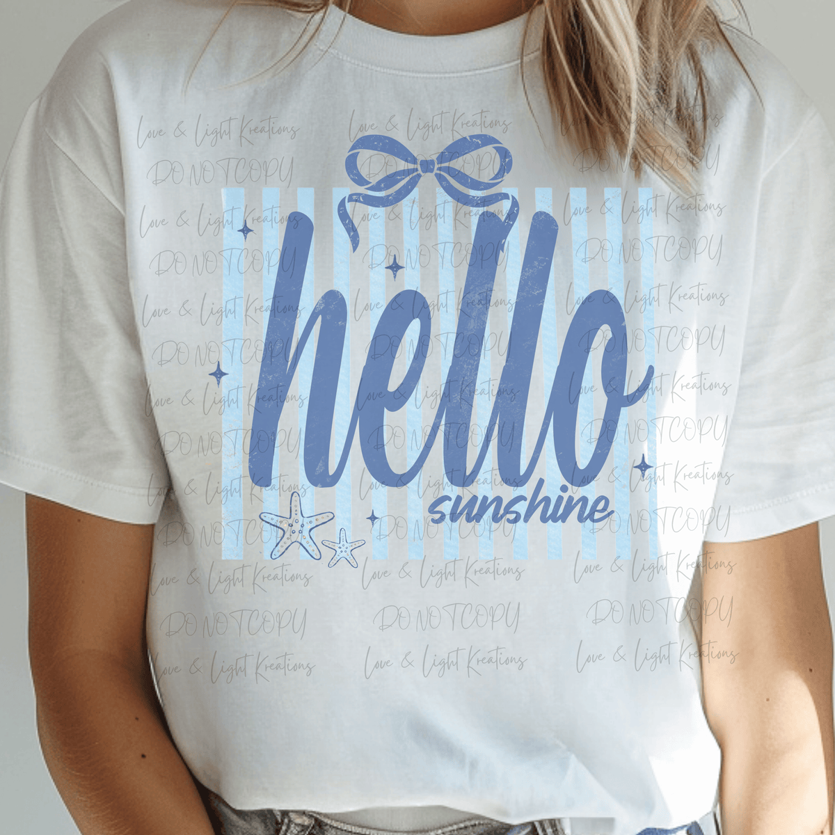 Hello Sunshine Blue Stripes and Coquette Bow