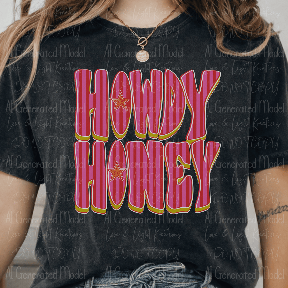 Howdy Honey Pink Stripes with Stars