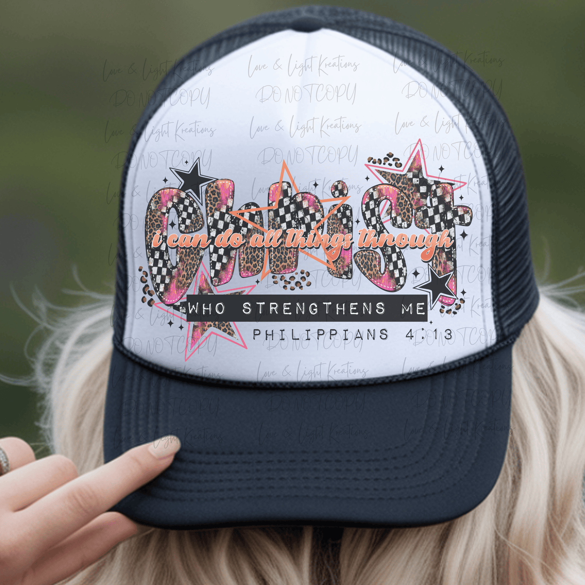 I Can Do All Things Through Christ with Checkered and Leopard Patterns