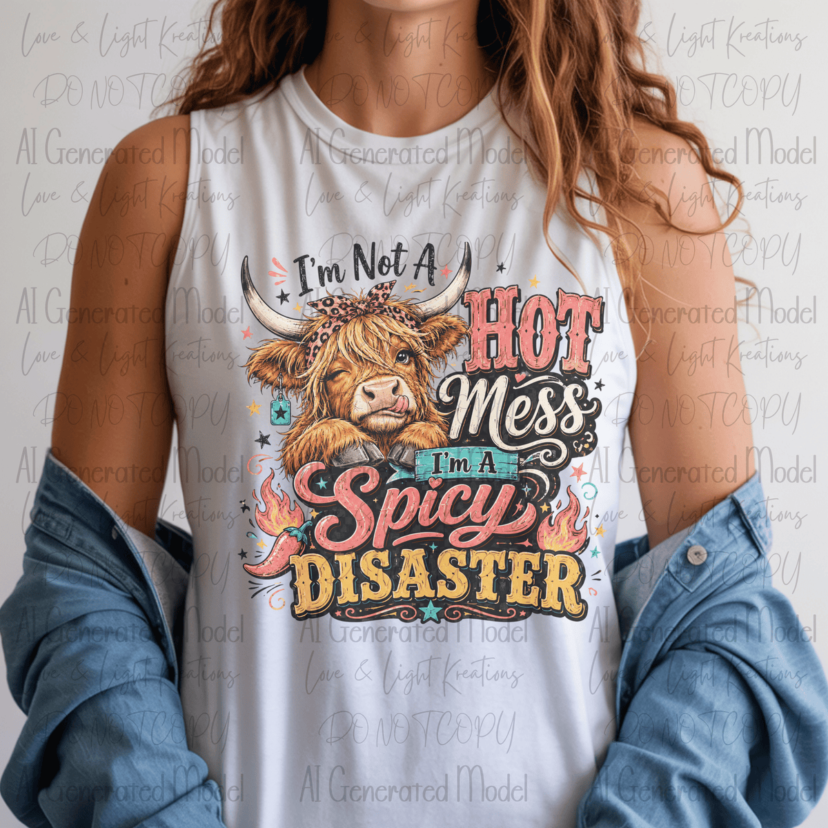 I'm Not a Hot Mess, I'm a Spicy Disaster Winking Highland Cow