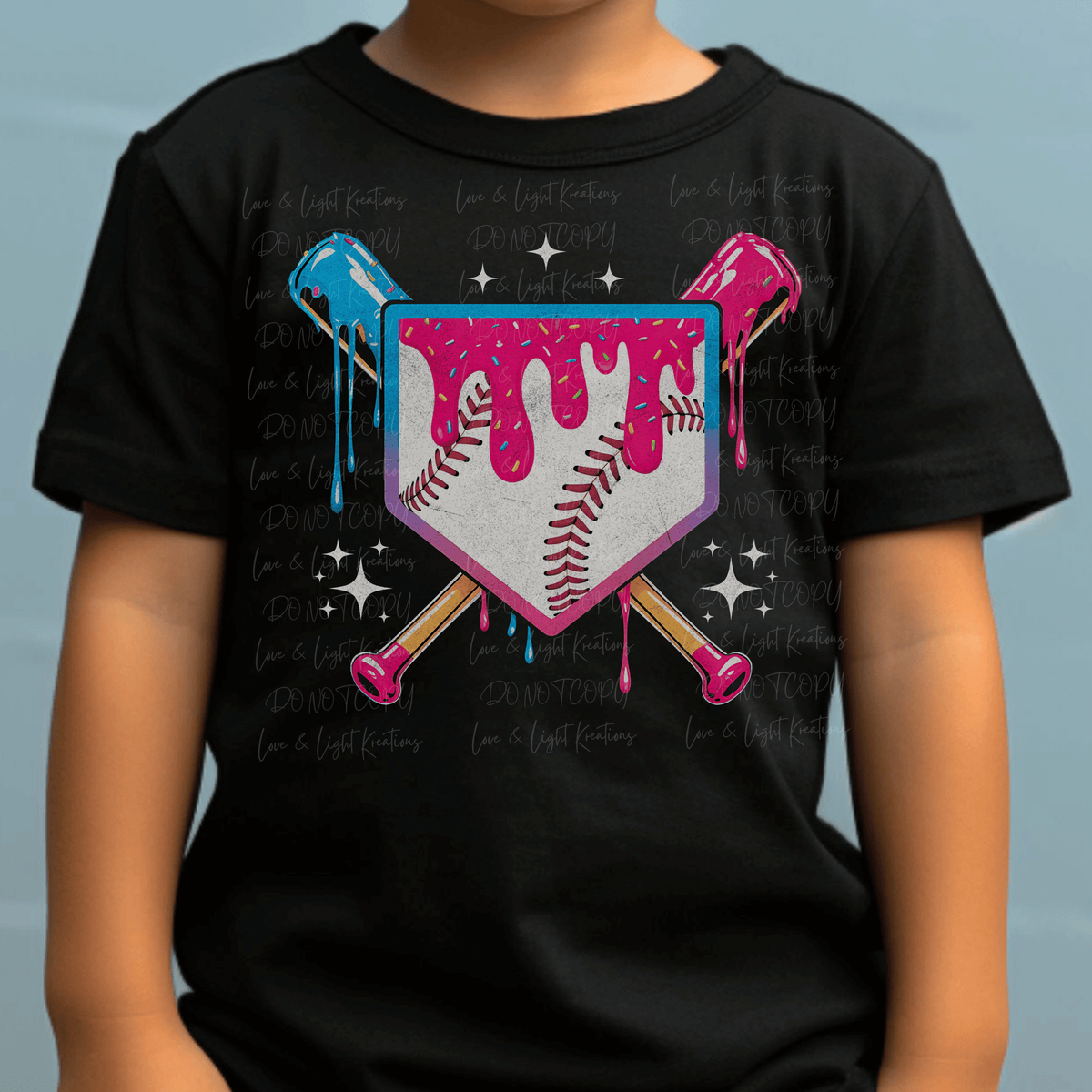 Ice Cream Drip Baseball Plate with Bats