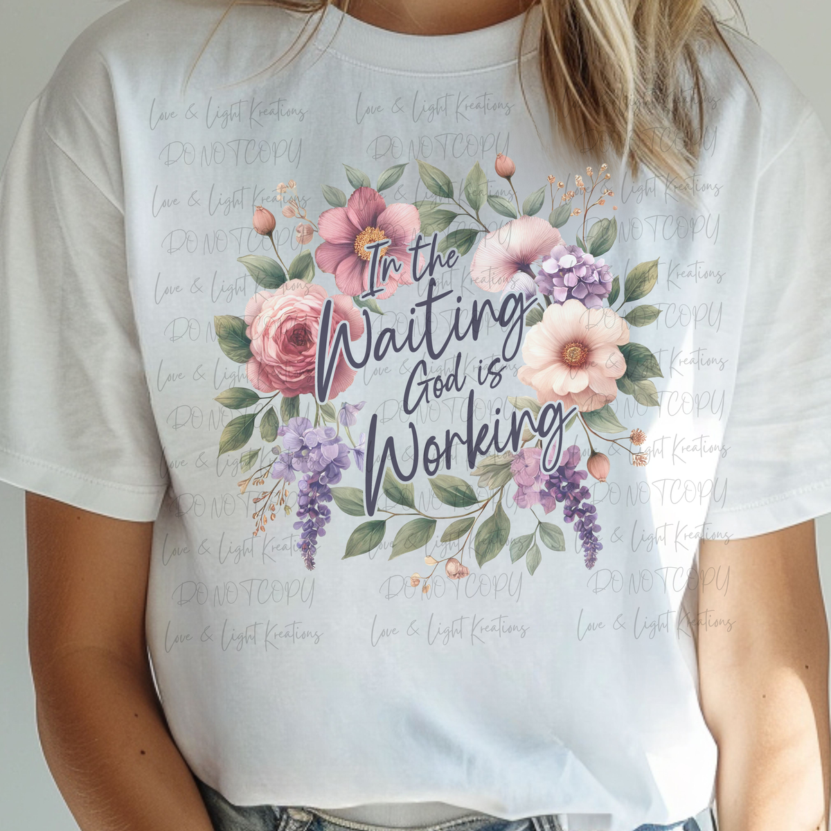 In the Waiting God is Working with Floral Wreath