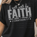 I will Walk by Faith even When I Cannot See Bible verse with checkered hearts