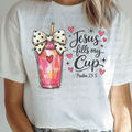 Jesus Fills my Cup with Paint Stroke Tumbler with Bow