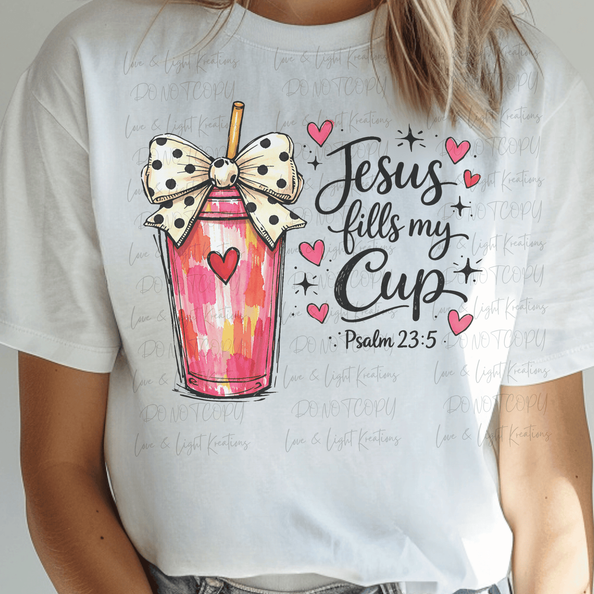 Jesus Fills my Cup with Paint Stroke Tumbler with Bow