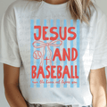 Jesus and Baseball Run the Bases Set Before You with Blue Stripes