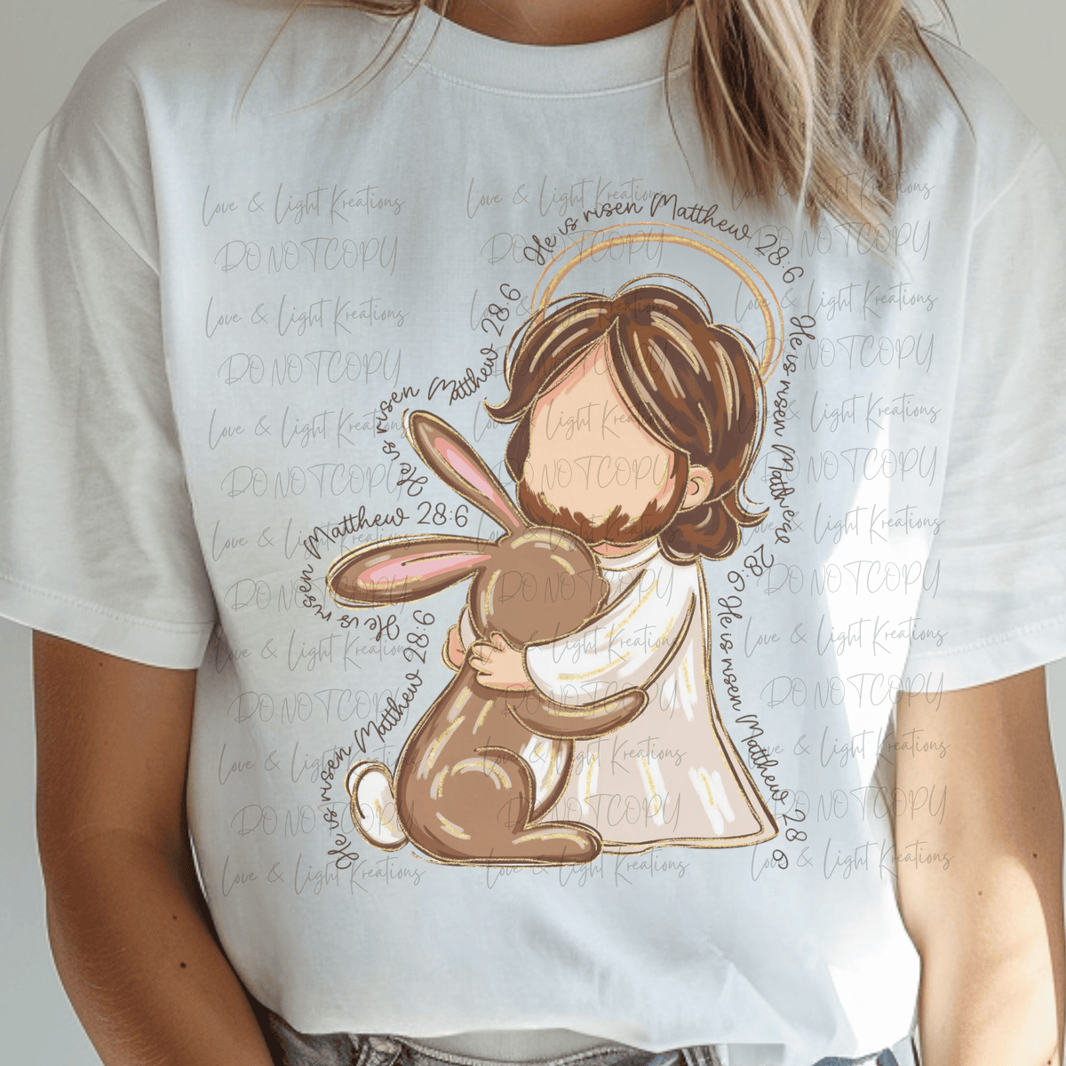 Jesus and Easter Bunny with Easter Bible Verses
