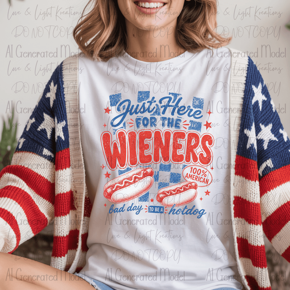 Just Here for the Wieners Bad Day to be a Hot Dog Distressed Red and Blue