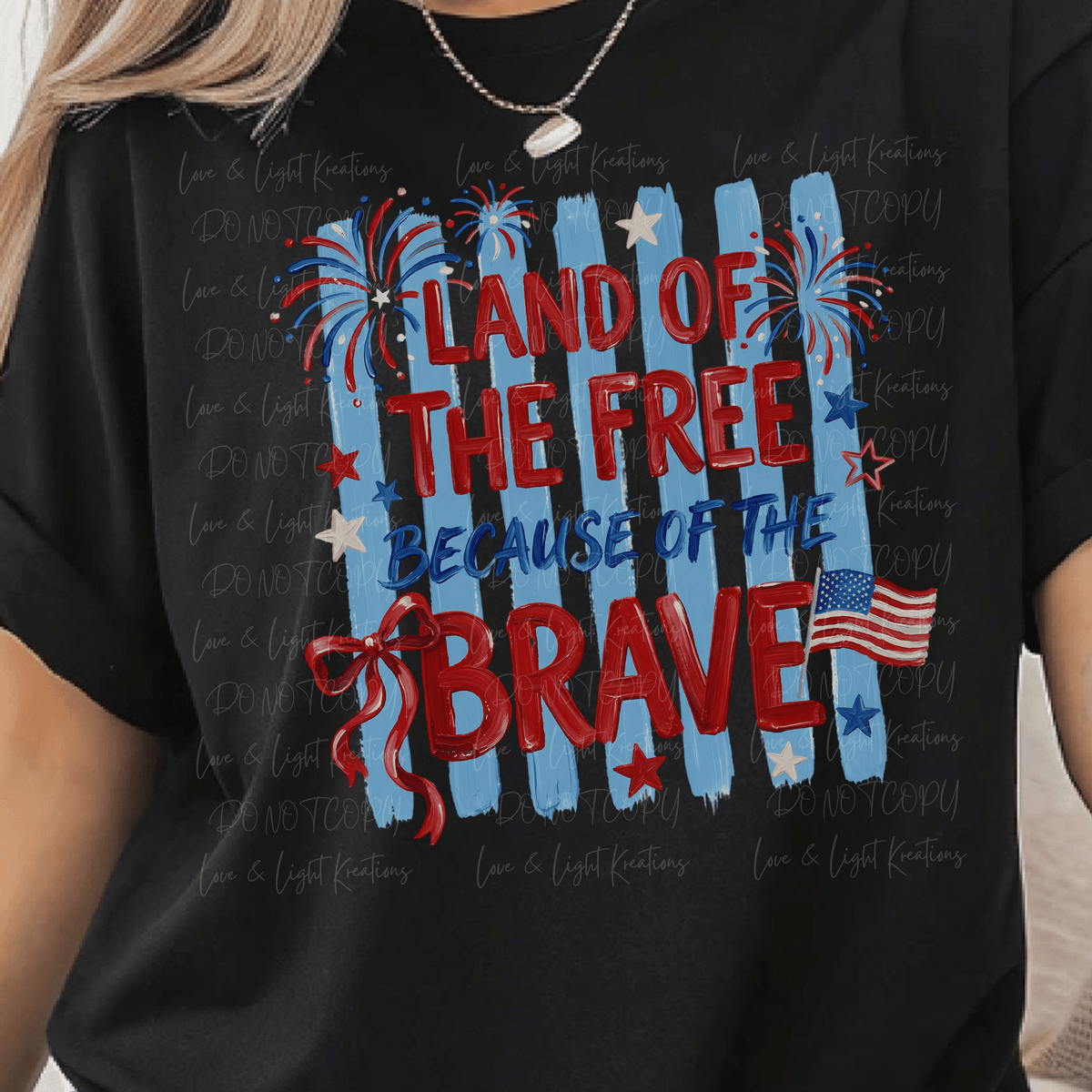 Land of the Free Because of the Brave Red, White and Blue Paint Stroke