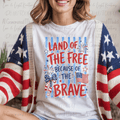 Land of the Free Because of the Brave Hand Drawn Patriotic Fireworks