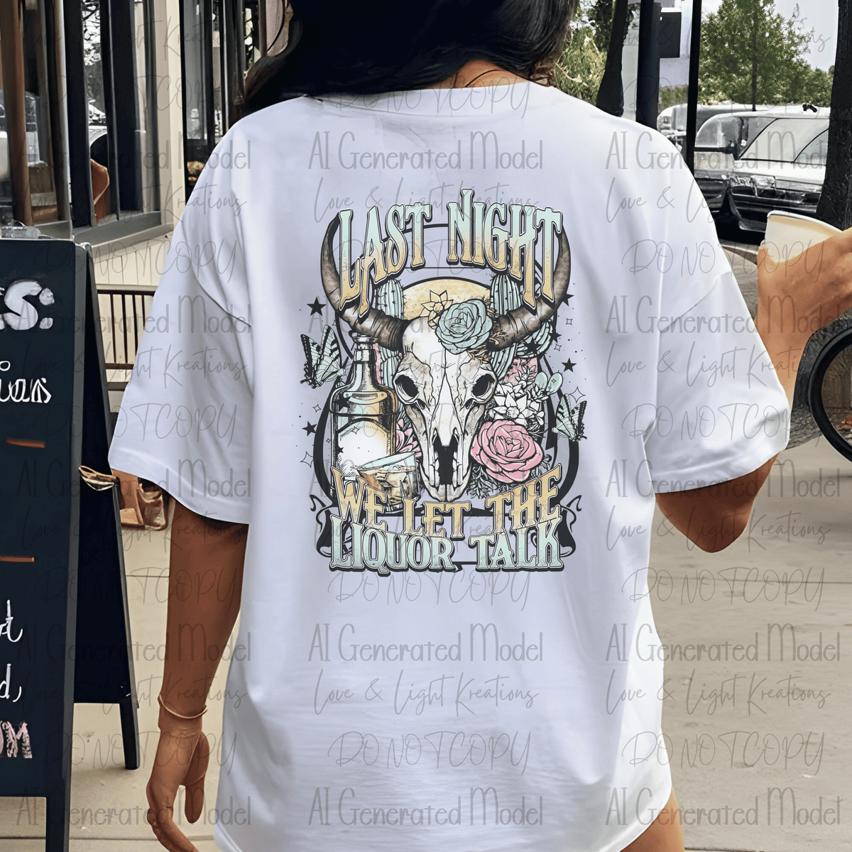 Last Night We Let the Liquor talk Cow Skull Western