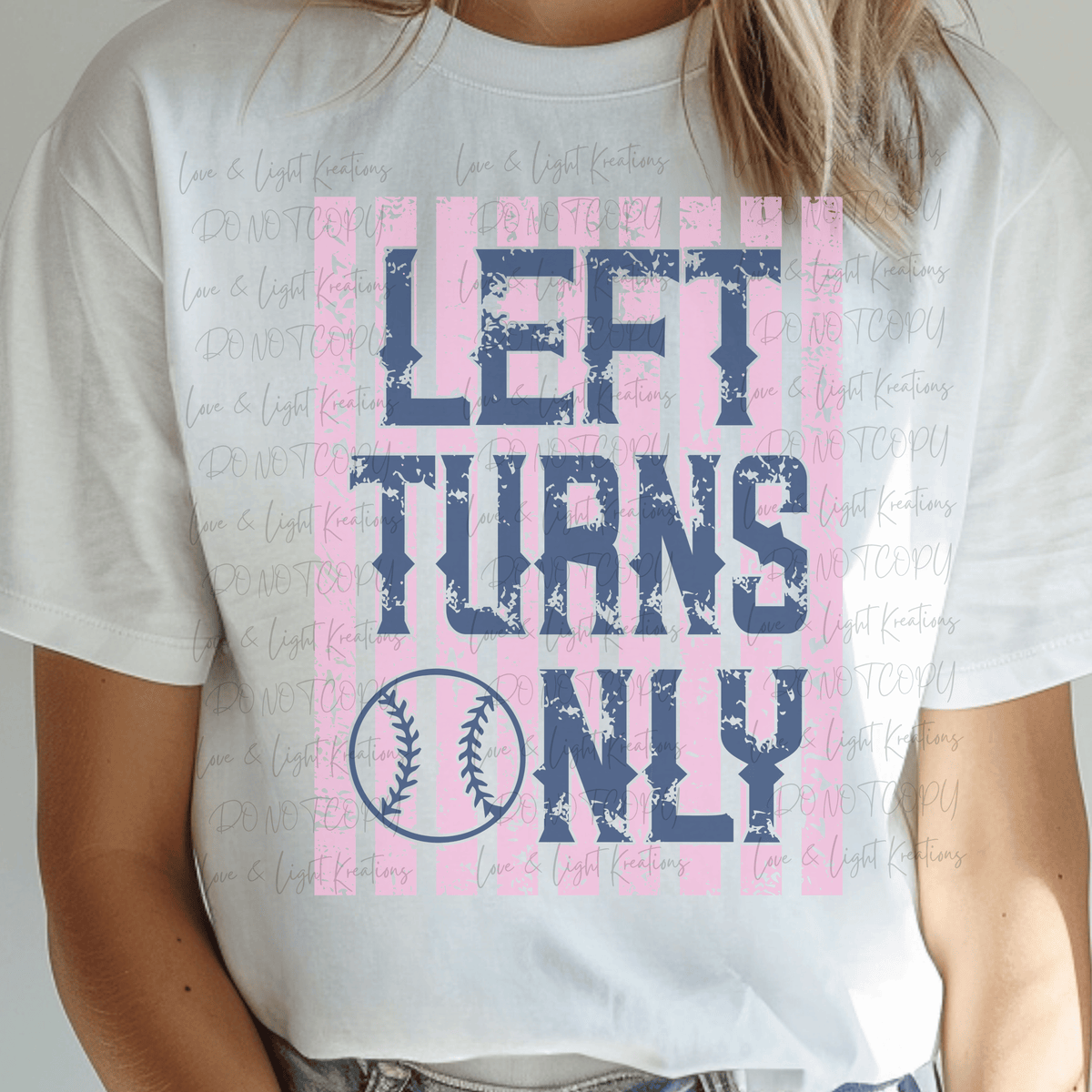 Left Turns Only Softball with Pink Stripes