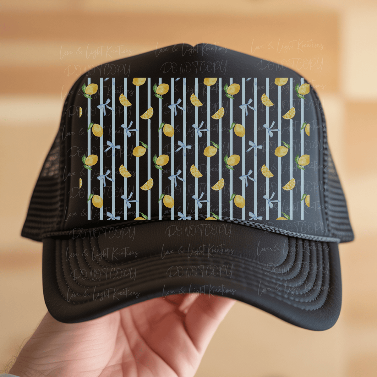 Lemon and Blue Stripes Hat Background