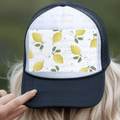 Lemons on White Hat Background
