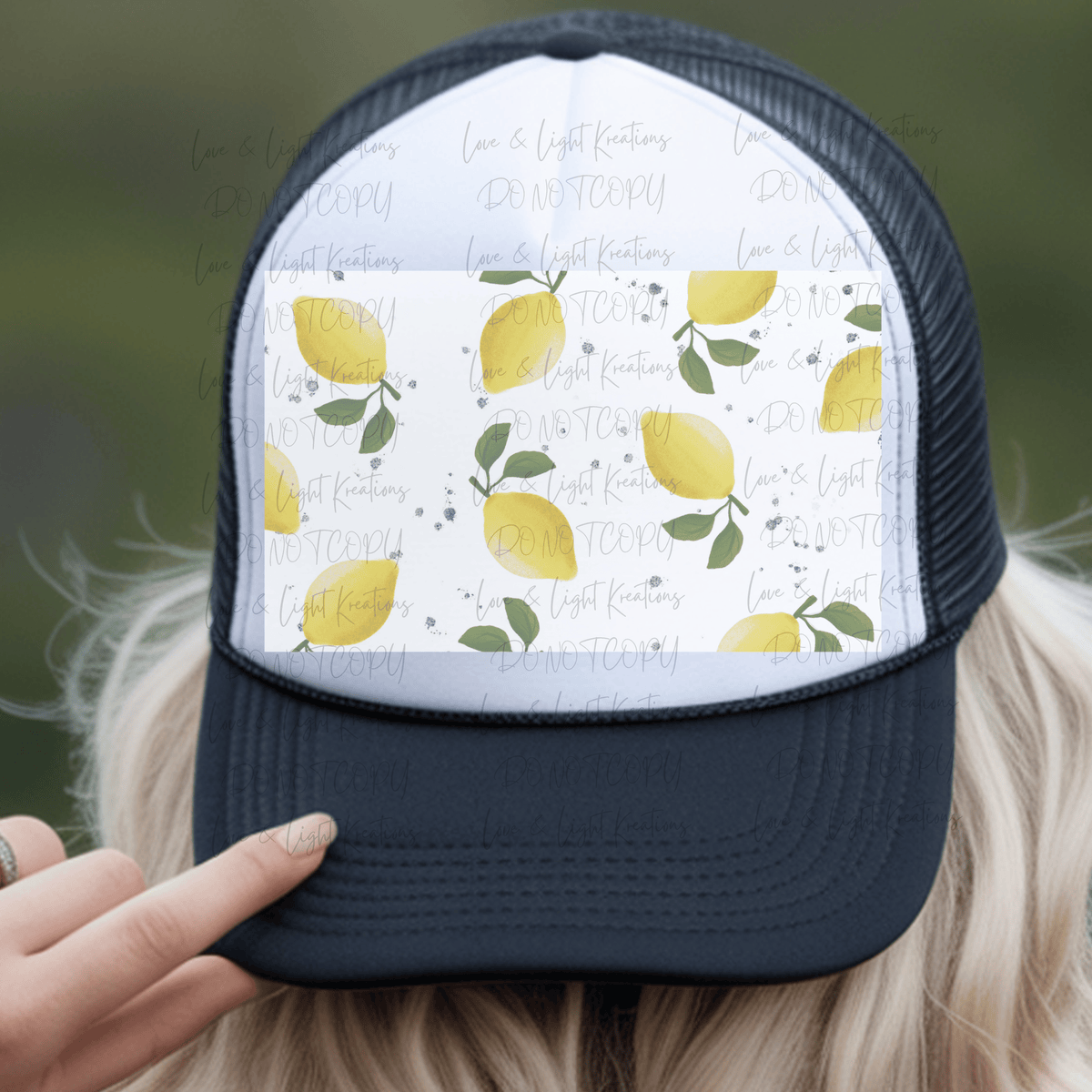 Lemons on White Hat Background