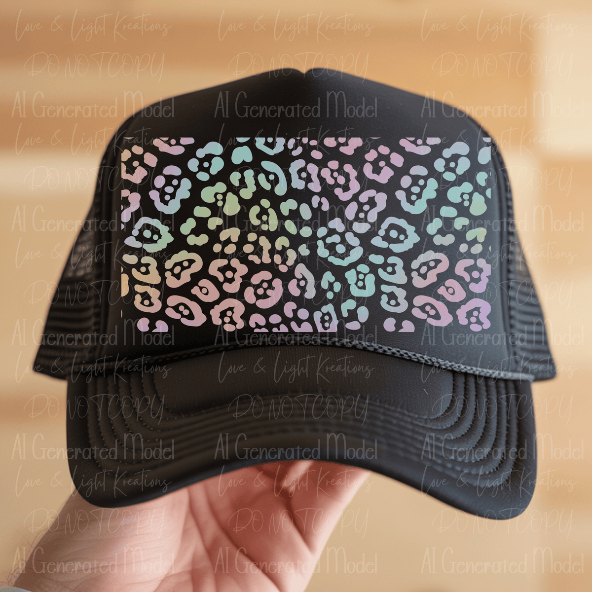 Leopard Print Hat Background Pastel Rainbow